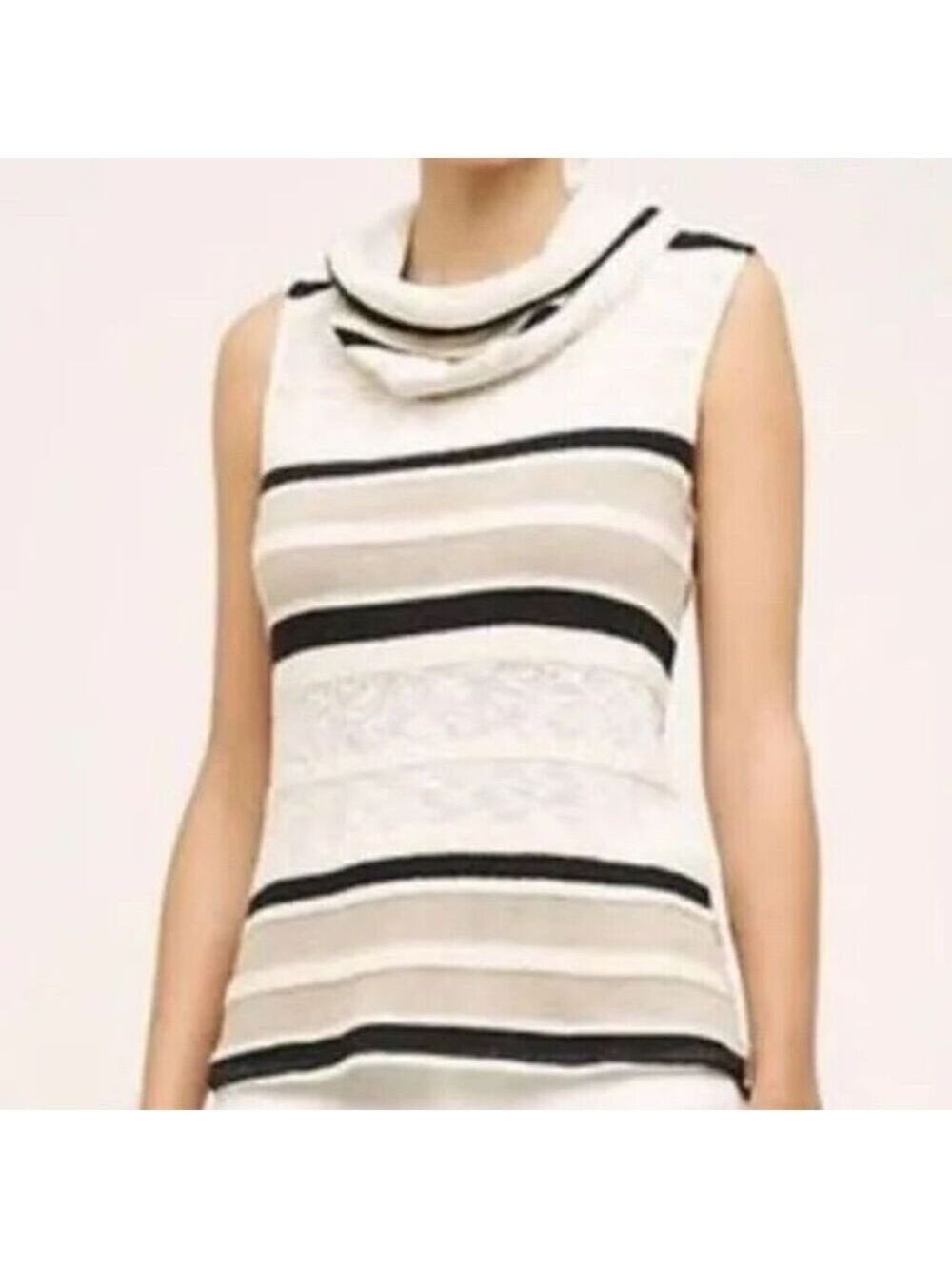 Anthropologie Dolan Women's Sleeveless Striped Cowl Neck Sweater S